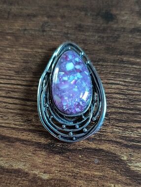 Teardrop Pink Mosaic Stone Pendant Necklace